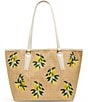 Betsey Johnson Main Squeeze Lemon Embroidered Straw Tote - Image 1