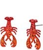 Betsey Johnson Mermaid Jewels Lobster Novelty Stud Earrings, Color:Red - Image 1