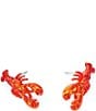Betsey Johnson Mermaid Jewels Lobster Novelty Stud Earrings, Color:Red - Image 2