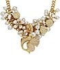 Color:White/Gold - Image 2 - Mermaid Shell Rhinestone and Pearl Embellished Bib Statement Necklace