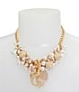 Color:White/Gold - Image 3 - Mermaid Shell Rhinestone and Pearl Embellished Bib Statement Necklace