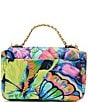 Color:Multi - Image 2 - Neon Butterfly Puffed Flap Crossbody Bag