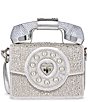 Betsey Johnson Rhinestone Party Line Million Stars Phone Crossbody Bag, Color:Silver - Image 1