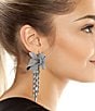 Color:Crystal - Image 2 - Crystal Pav Bow Fringe Drop Statement Earrings
