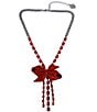 Color:Red - Image 1 - Pav Bow Rhinestone Y Statement Necklace