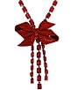 Color:Red - Image 2 - Pav Bow Rhinestone Y Statement Necklace