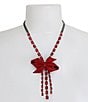 Color:Red - Image 3 - Pav Bow Rhinestone Y Statement Necklace