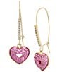 Color:Pink - Image 1 - Pav Heart Crystal Dangle Drop Earrings