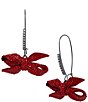 Color:Red - Image 1 - Pav Rhinestone Bow Dangle Drop Earrings