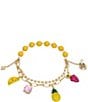 Color:Multi - Image 1 - Pineapple Rhinestone Charm Stretch Bracelet