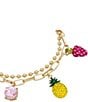 Color:Multi - Image 2 - Pineapple Rhinestone Charm Stretch Bracelet