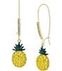 Color:Yellow - Image 1 - Pineapple Rhinestone Dangle Drop Earrings