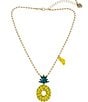Color:Yellow - Image 1 - Pineapple Rhinestone Short Pendant Necklace
