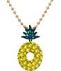 Color:Yellow - Image 2 - Pineapple Rhinestone Short Pendant Necklace