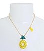 Color:Yellow - Image 3 - Pineapple Rhinestone Short Pendant Necklace