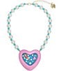 Color:Pink - Image 1 - Pool Party Rhinestones and Pearl Heart Statement Short Pendant Necklace