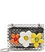 Color:Metallic/Silver - Image 1 - Puffy Flowers Clear Flap Crossbody Bag