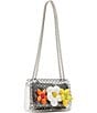 Color:Metallic/Silver - Image 4 - Puffy Flowers Clear Flap Crossbody Bag