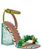 Color:Green/Multi - Image 1 - Quinta Beaded Flower Clear Block Heel Dress Sandals