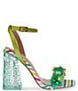 Color:Green/Multi - Image 2 - Quinta Beaded Flower Clear Block Heel Dress Sandals