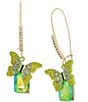 Color:Green - Image 1 - Rhinestone Butterfly Dangle Drop Earrings