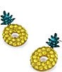 Color:Yellow - Image 2 - Rhinestone Pineapple Drop Earrings