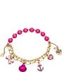 Color:Pink - Image 1 - Seashell & Rhinestone Anchor Charm Stretch Bracelet