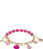 Color:Pink - Image 2 - Seashell & Rhinestone Anchor Charm Stretch Bracelet