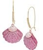 Color:Pink - Image 1 - Seashell Rhinestone Dangle Drop Earrings