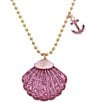 Color:Pink - Image 2 - Seashell Rhinestone Short Pendant Statement Necklace