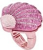 Color:Pink - Image 2 - Seashell Rhinestone Stretch Pink Ring