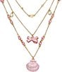 Color:Pink - Image 2 - Shell Layered Short Multi-Strand Necklace