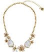 Color:White/Gold - Image 1 - Starfish Rhinestone Flower Bib Collar Necklace