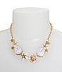 Color:White/Gold - Image 3 - Starfish Rhinestone Flower Bib Collar Necklace