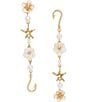Color:White - Image 1 - Starfish Flower Mismatch Crystal Pearl Statement Linear Earrings