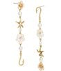 Color:White - Image 2 - Starfish Flower Mismatch Crystal Pearl Statement Linear Earrings