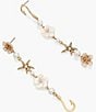 Color:White - Image 3 - Starfish Flower Mismatch Crystal Pearl Statement Linear Earrings
