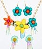 Color:Multi - Image 3 - Statement Flower Rhinestone Dangle Drop Earrings