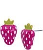 Color:Fuchsia - Image 1 - Strawberry Stud Earrings
