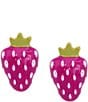 Color:Fuchsia - Image 2 - Strawberry Stud Earrings