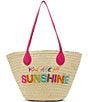 Betsey Johnson Sunshine Woven Straw Tote Bag, Color:Natural Multi - Image 1