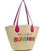 Betsey Johnson Sunshine Woven Straw Tote Bag, Color:Natural Multi - Image 5