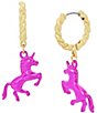 Color:Pink - Image 1 - Unicorn Charm Huggie Hoop Earrings