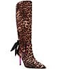 Betsey Johnson Vespar Leopard Print Oversized Bow Tall Boots - Image 1