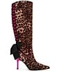 Betsey Johnson Vespar Leopard Print Oversized Bow Tall Boots - Image 2