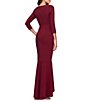 Betsy & Adam 3/4 Sleeve Ruffle Front Scuba Crepe Dress, Color:Bordeaux - Image 2
