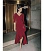 Betsy & Adam 3/4 Sleeve Ruffle Front Scuba Crepe Dress, Color:Bordeaux - Image 6