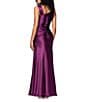 Betsy & Adam Charmeuse Sleeveless Ruched Long Dress, Color:Plum - Image 2