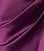 Betsy & Adam Charmeuse Sleeveless Ruched Long Dress, Color:Plum - Image 5