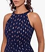 Color:Navy/Copper - Image 3 - Chiffon Dotted Halter Sleeveless Ruched Ruffle Maxi Dress